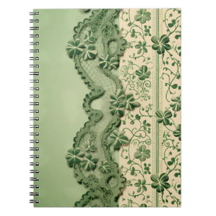 PASTEL GREEN INTRICATE LACE LOOK IRISH PATTERN NOTEBOOK