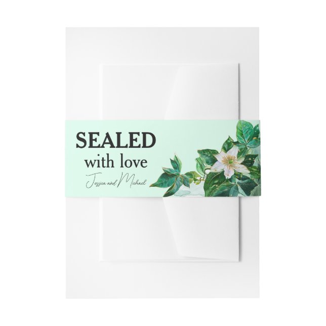 Pastel green invitation belly band (Front Example)