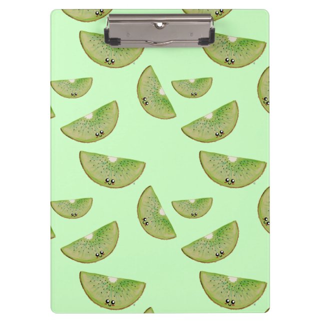 Pastel Green Kawaii Kiwi Clipboard (Front)