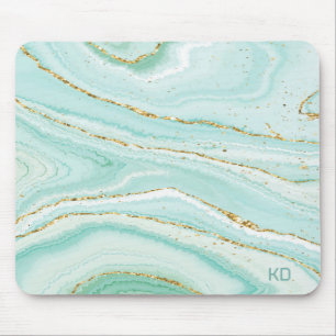 Pastel green liquid marble background mouse pad