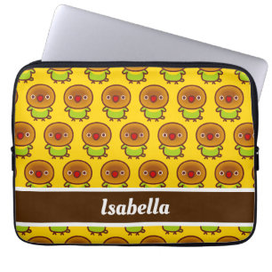 pastel green masked lovebird laptop sleeve