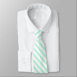 Pastel Green Mint Stripes Solid Colour  Tie<br><div class="desc">Loveable light spring pastel green striped colour. Minimalist simple modern trendy chic style pastel aestethic in delicate green solid colour. Pastel green home decor, pastel green aesthetic decor, pastel green kitchen, pastel green colour. Pastel green spring summer men neck tie . Classic vintage retro pastel green mint and white coloured...</div>