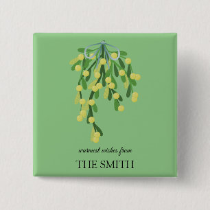 Pastel green mistletoe   15 cm square badge