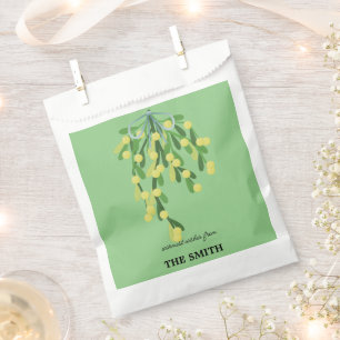 Pastel green mistletoe favour bags