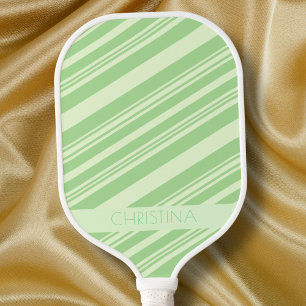 Pastel Green Olive Green Elegant Chic Custom Name Pickleball Paddle