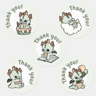 Pastel Green Orange Baby Dragon Thank you