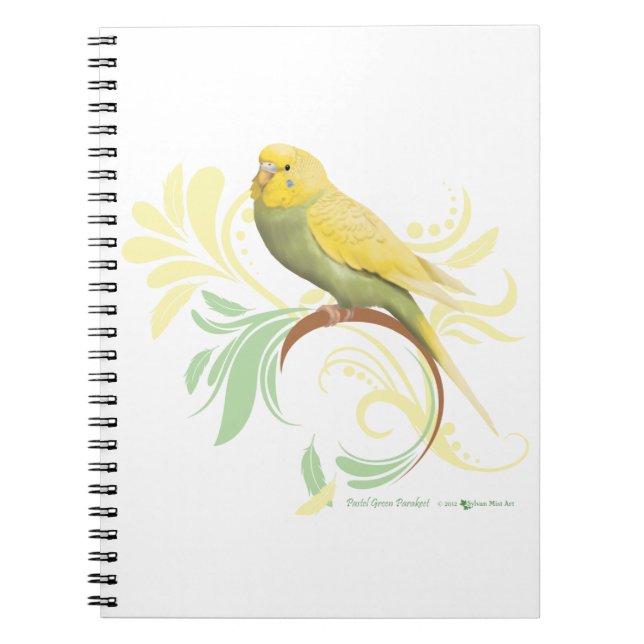 Pastel Green Parakeet Spiral Notebook (Front)