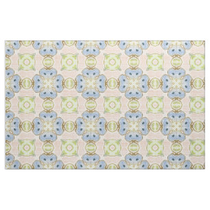 Pastel Green Pink Blue Cute Nouveau Mosaic Pattern Fabric