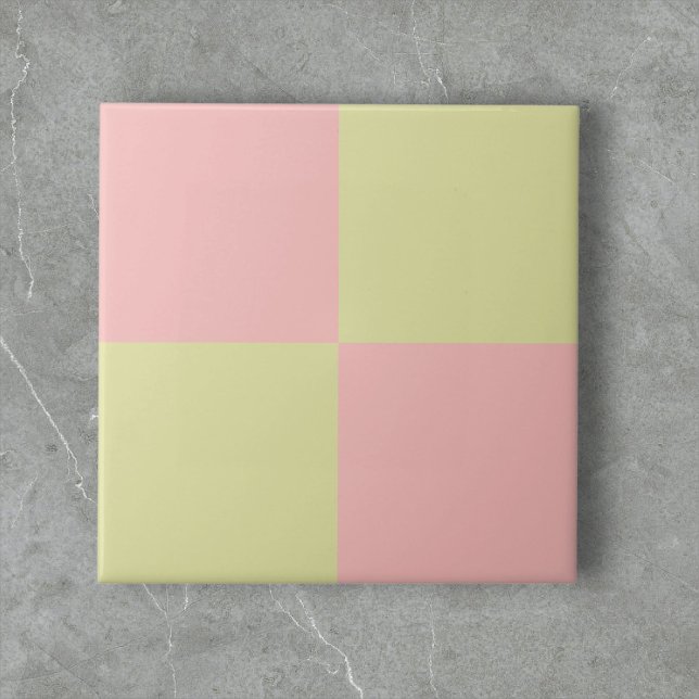 Pastel Green Pink Chequerboard Modern Minimalist Tile (Creator Uploaded)