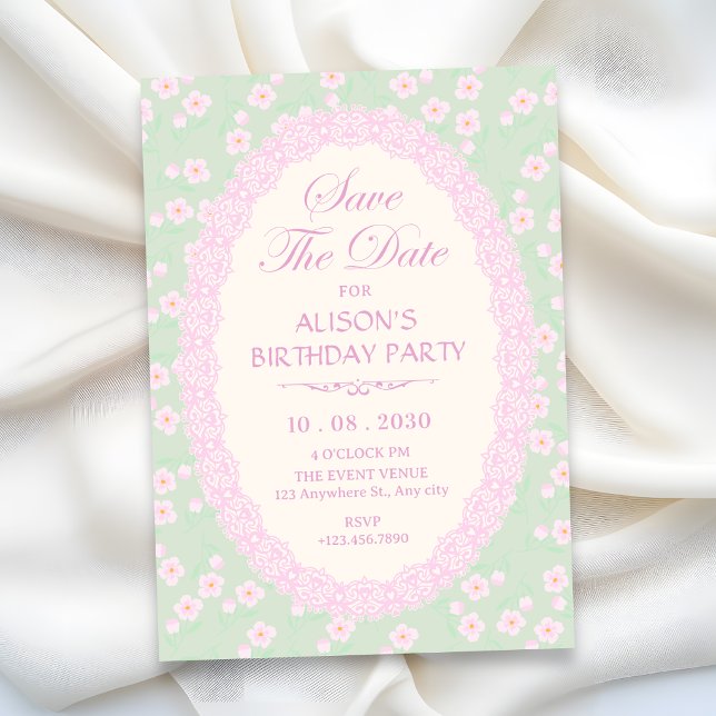 Pastel green pink floral  invitation (Creator Uploaded)