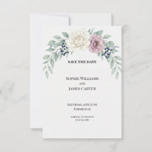 Pastel Green Pink Floral Wedding Save the Date