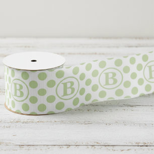 Pastel Green Polka Dot Kids Grosgrain Ribbon