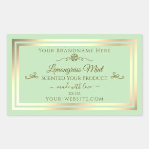 Pastel Green Product Label Gold Frame Vintage Rose
