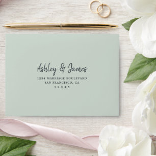 Pastel Green Self-Addressed RSVP Envelope