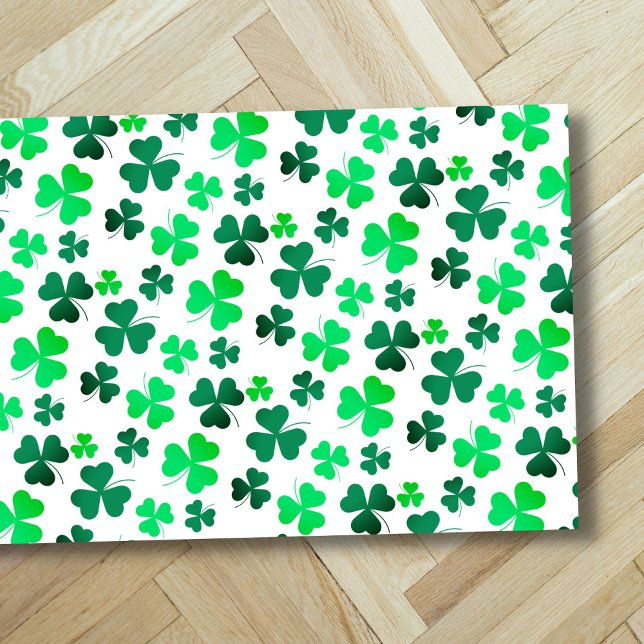 Pastel Green Shamrock Clover Leaf on White Elegant Doormat (Creator Uploaded)