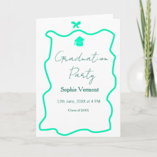 pastel green spanish border bow graduation party card