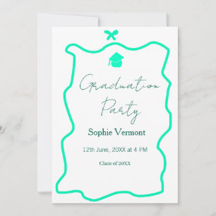 pastel green spanish border bow graduation party invitation