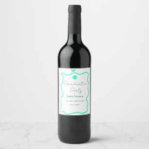 pastel green spanish border bow graduation party wine label
