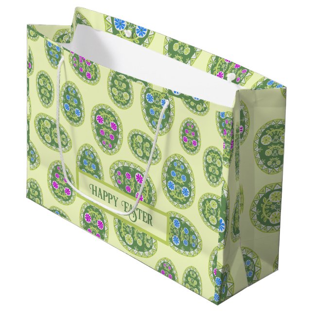 Pastel Green Spring and Traditional Easter Eggs  Large Gift Bag (Front Angled)
