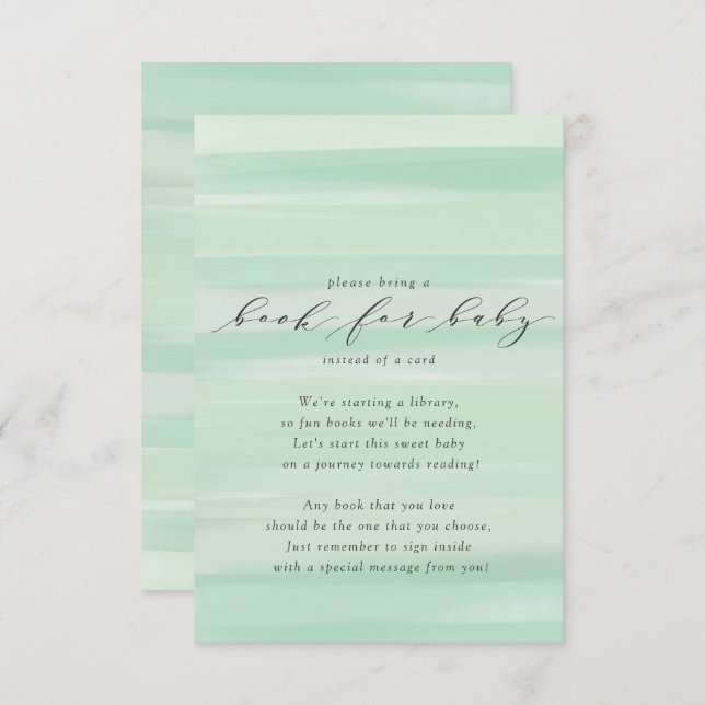 Pastel Green Stripes Book for Baby Card (Front/Back)