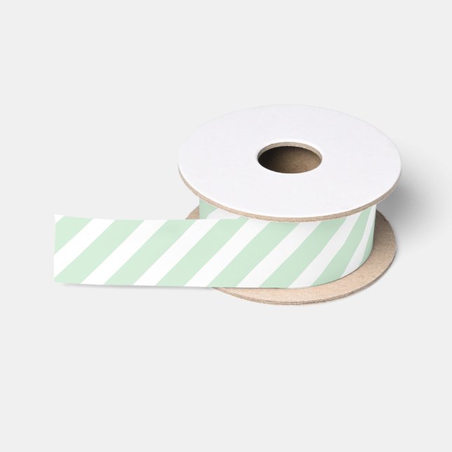 Pastel Green Stripes  Satin Ribbon (Spool)