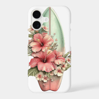 PASTEL GREEN SUMMER SURFBOARD & HIBISCUS FLOWERS