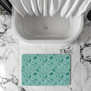 Pastel Green Tones Lotus Embossed look Bath Mat