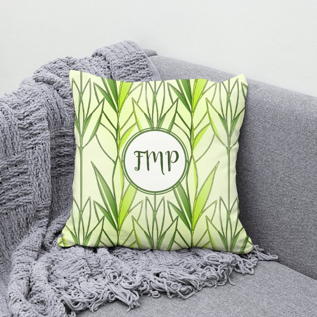  Pastel Green Tropical Foliage Nature Deco Pattern Cushion (Creator Uploaded)