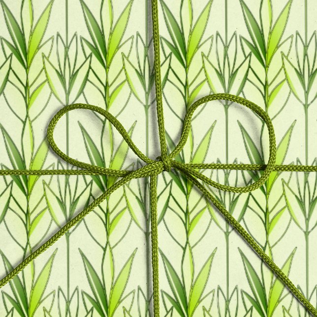  Pastel Green Tropical Foliage Nature Deco Pattern Wrapping Paper (Creator Uploaded)