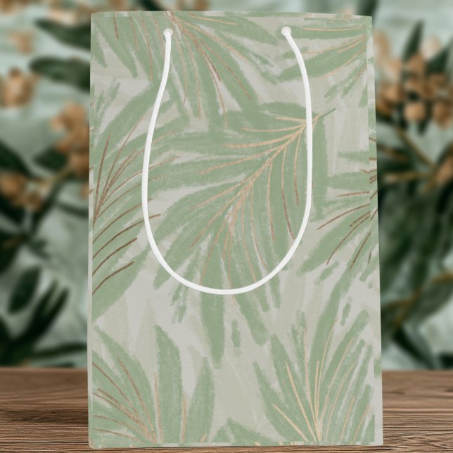 Pastel Green Tropical Palm Tree Holiday  Medium Gift Bag (Green Pastel Palm Tree Gift Bag)