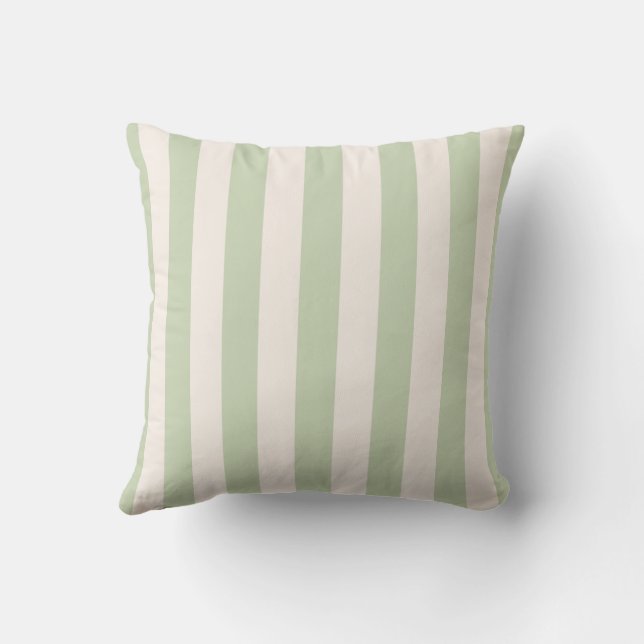 Pastel Green Vertical Stripes Cushion (Back)