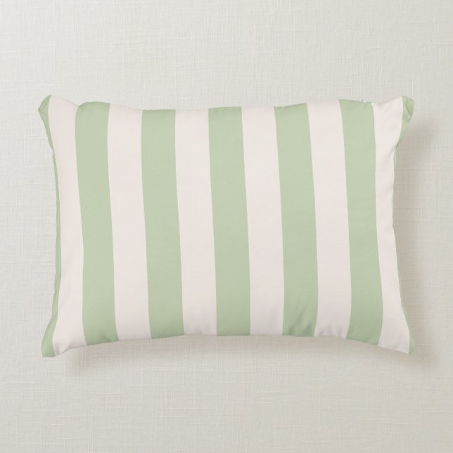 Pastel Green Vertical Stripes Decorative Cushion (Front)