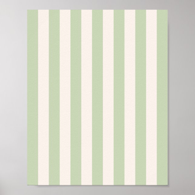 Pastel Green Vertical Stripes Poster (Front)