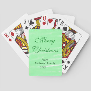 Pastel green watercolor merry christmas modern boh playing cards