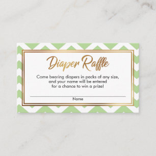 Pastel Green & White Chevron Diaper Raffle Cards