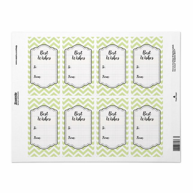 Pastel Green & White Chevron Wedding Sticker Tag (Full Sheet)
