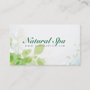 Pastel Green & White Nature Design Natural Spa Business Card