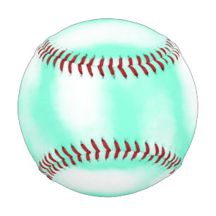 Pastel green white watercolor stripes abstract pat baseball