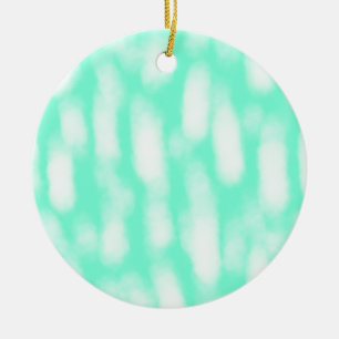 Pastel green white watercolor stripes abstract pat ceramic tree decoration