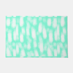 Pastel green white watercolor stripes abstract pat doormat