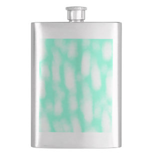 Pastel green white watercolor stripes abstract pat hip flask