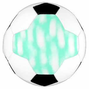 Pastel green white watercolor stripes abstract pat soccer ball