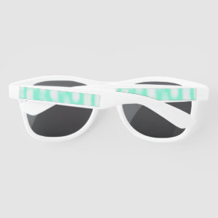 Pastel green white watercolor stripes abstract pat sunglasses