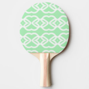 Pastel green with white fencing pattern on ping pong paddle