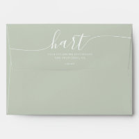 Pastel Green with White Script Return Address