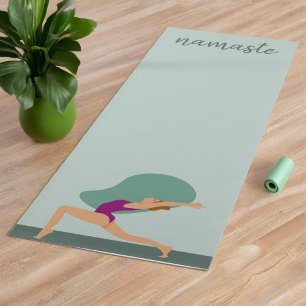 Pastel Green Women Poses Exercises Namaste Yogi Yoga Mat