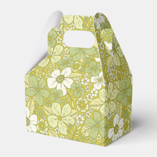 Pastel Green & Yellow Flower Pattern Favour Box