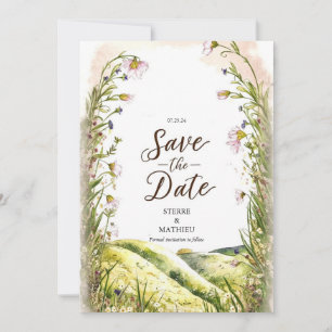 Pastel Greenery Wildflower Wedding Save The Date