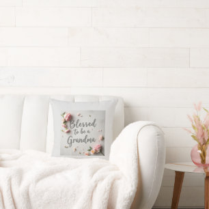 Pastel Grey Blessed to be a Grandma Cushion