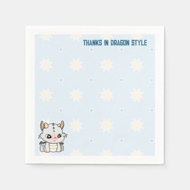 Pastel grey blue baby dragon  napkin (Front)